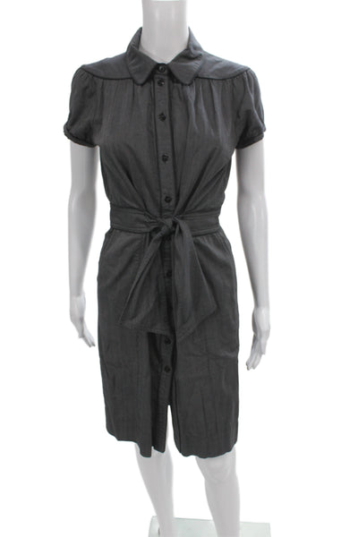 Comptoir Des Cotonniers Women Shirt Dress Gray Cotton Short Sleeve Size 38