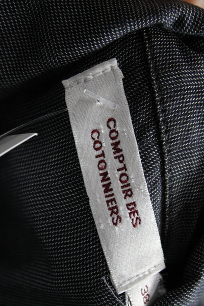 Comptoir Des Cotonniers Women Shirt Dress Gray Cotton Short Sleeve Size 38