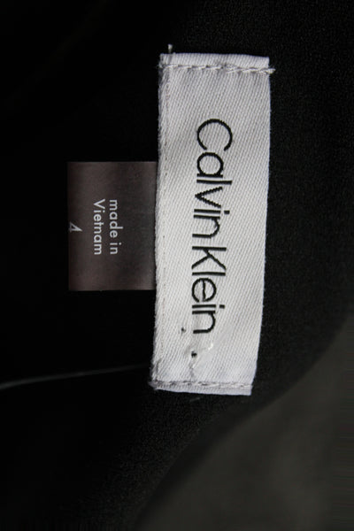 Calvin Klein Women Sheath Dress Black 3/4 Sleeve Boat Neck Short Size 4