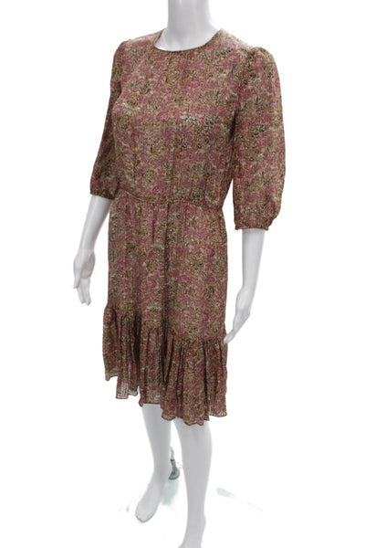 Susana Monaco Womens Bohemian Floral Sleeveless Midi Dress Multi Color Size S