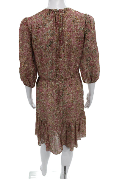 Susana Monaco Womens Bohemian Floral Sleeveless Midi Dress Multi Color Size S