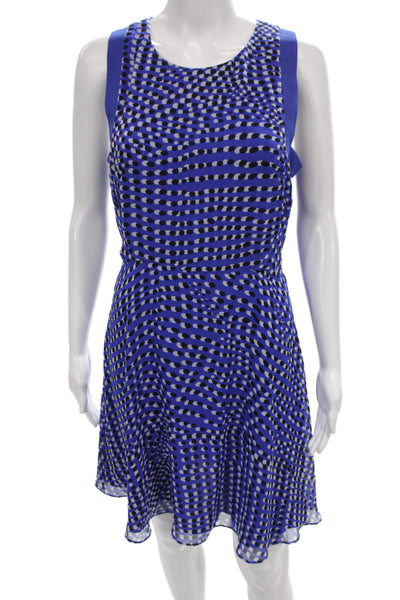 Reiss Womens A-Line Short Dress Blue Polka Dot Sleeveless Round Neck Size 6