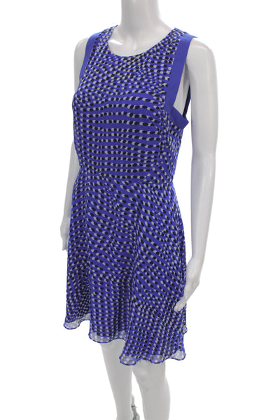 Reiss Womens A-Line Short Dress Blue Polka Dot Sleeveless Round Neck Size 6