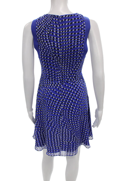 Reiss Womens A-Line Short Dress Blue Polka Dot Sleeveless Round Neck Size 6