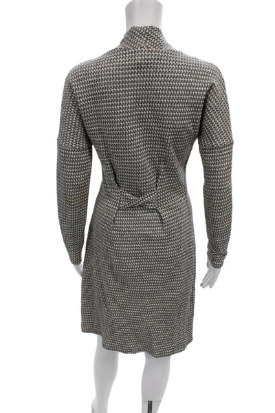 Amy Matto Women Gray Animal Print V-Neck Wool Blend Cardigan Long Sleeve Size M