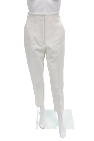 Zara Women Dress Pants White Button Minimalist Size M