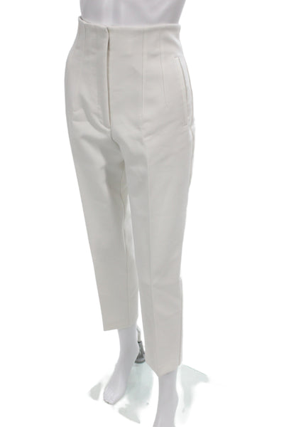 Zara Women Dress Pants White Button Minimalist Size M