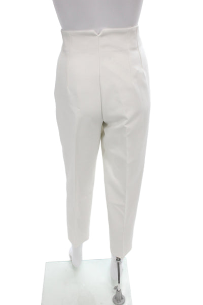 Zara Women Dress Pants White Button Minimalist Size M