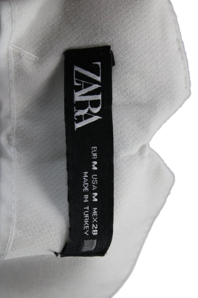 Zara Women Dress Pants White Button Minimalist Size M