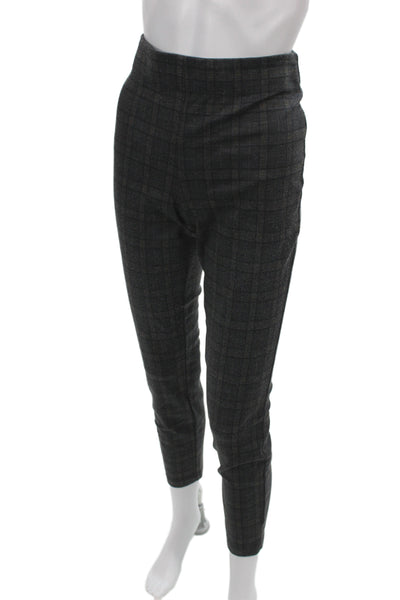 Max Studio Women Ankle Pants Gray Plaid Pull On 27in Inseam Size S