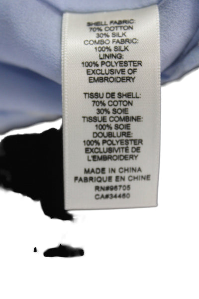 Rebecca Taylor Womens Tunic Blouse Sleeveless Blue Round Neck Cotton Size M