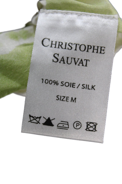 Christophe Sauvat Women Camisole Blue Silk Striped Scoop Neck Boho Size M