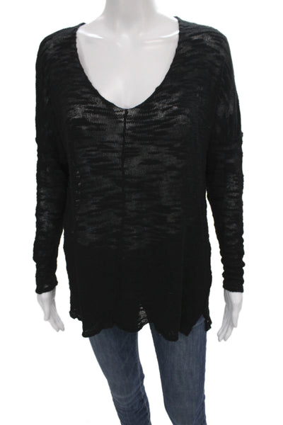 525 America Women V-Neck Pullover Black Viscose Long Sleeve Size XS