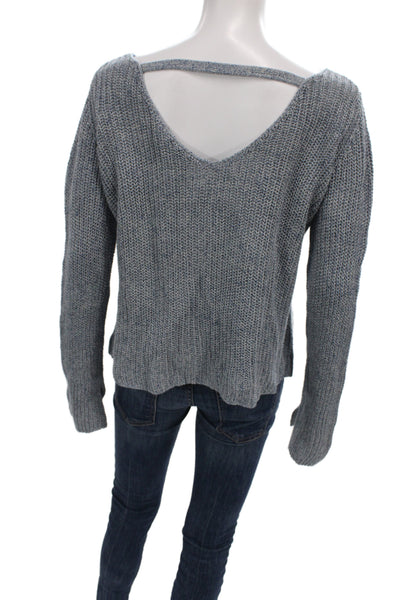 Theory Womens Boat Neck Pullover Sweater Blue Linen Blend Long Sleeve Size S