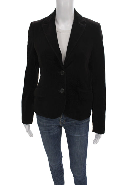 Theory Womens Velvet Collared Buttoned Long Sleeve Blazer Jacket Brown Size 6