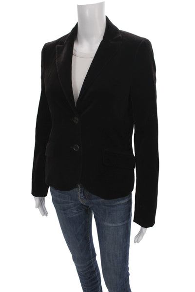 Theory Womens Velvet Collared Buttoned Long Sleeve Blazer Jacket Brown Size 6