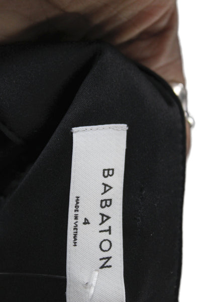 Babaton Womens Paperbag Pants Black Tie Waist Polyurethane Size 4