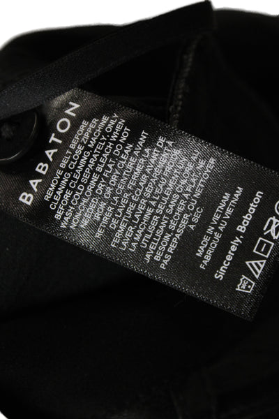 Babaton Womens Paperbag Pants Black Tie Waist Polyurethane Size 4