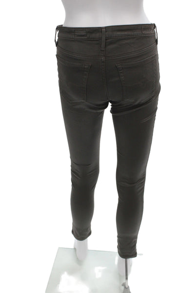 AG Adriano Goldschmied Women Brown Skinny Coated Cotton Jeans Size 26