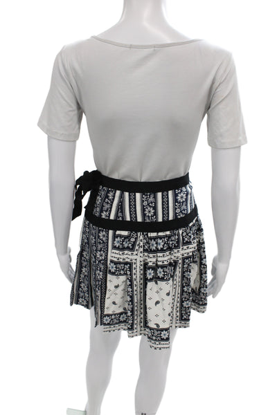 Cinq A Sept Womens Black Silk Floral Mini Skirt Bohemian Size 4