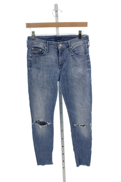 Mother Womens Skinny Mid Rise Jeans Blue 27in Inseam Size 26