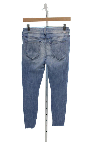Mother Womens Skinny Mid Rise Jeans Blue 27in Inseam Size 26
