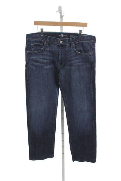 7 For All Mankind Mens Straight Jeans Blue Cotton Size 36