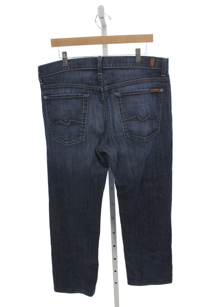 7 For All Mankind Mens Straight Jeans Blue Cotton Size 36
