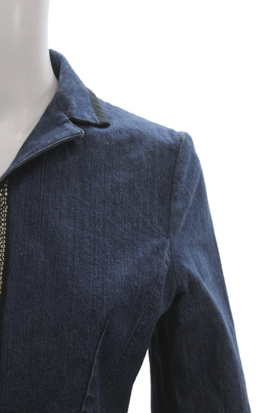 Alberta Ferretti Women Basic Denim Jacket Zip Long Sleeve Size 4