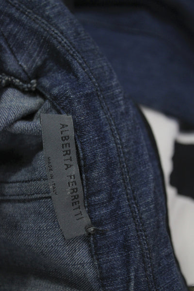 Alberta Ferretti Women Basic Denim Jacket Zip Long Sleeve Size 4