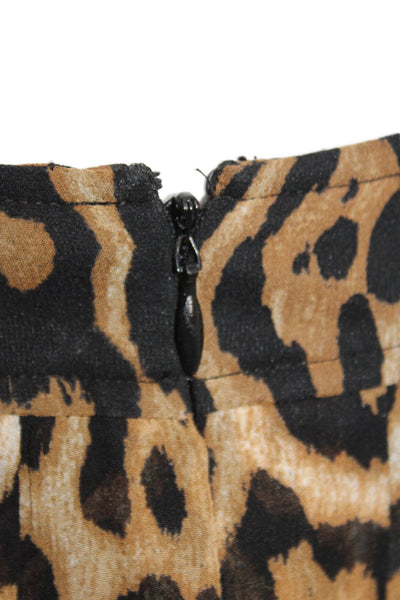 Carlisle Women Pleated Silk Animal Print Knee Length Skirt Beige Zip Size 0X