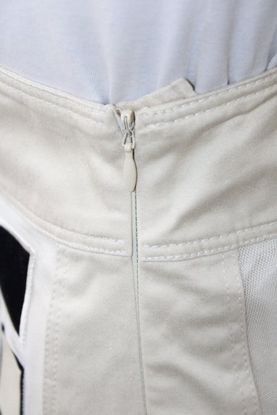 Per Se Womens Beige Cotton Geometric Mini Skirt Zip Size 0