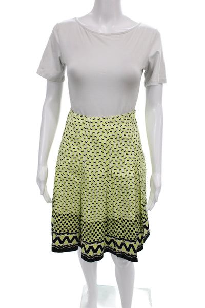 Carlisle Womens Pleated Geometric Cotton Skirt Knee Length Yellow Size 0