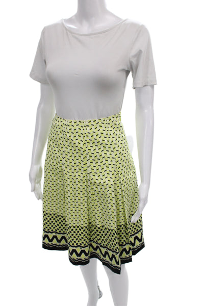 Carlisle Womens Pleated Geometric Cotton Skirt Knee Length Yellow Size 0