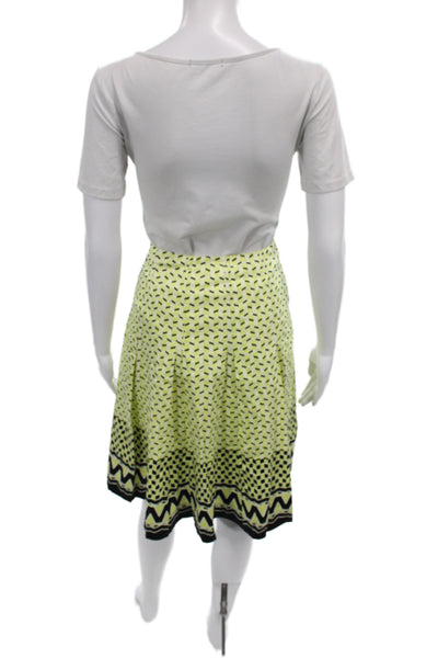 Carlisle Womens Pleated Geometric Cotton Skirt Knee Length Yellow Size 0