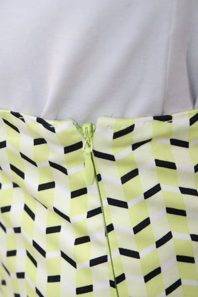 Carlisle Womens Pleated Geometric Cotton Skirt Knee Length Yellow Size 0