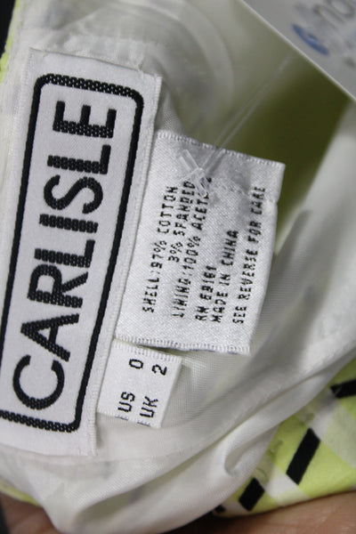 Carlisle Womens Pleated Geometric Cotton Skirt Knee Length Yellow Size 0