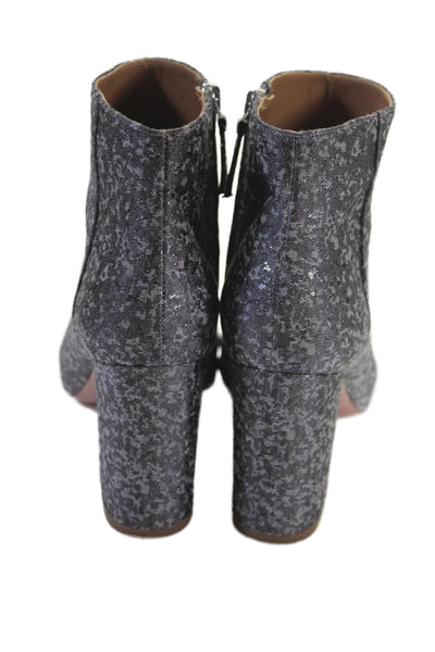 Aquazzura Womens Abstract Print Zip Up Ankle Boot Grey Size 39.5 9.5