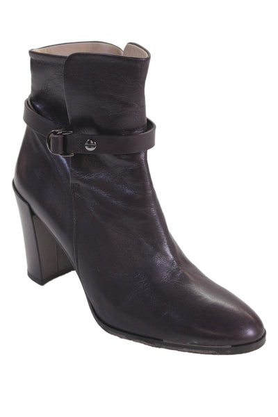 Theory Womens Leather Belted Ankle Boots Purple Size 40 10