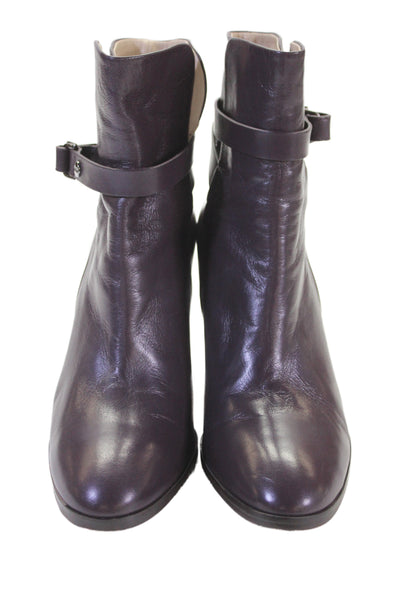 Theory Womens Leather Belted Ankle Boots Purple Size 40 10