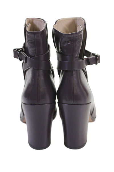 Theory Womens Leather Belted Ankle Boots Purple Size 40 10