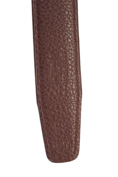 Hermes Womens Leather Gold Tone Logo Buckle Belt Brown Size Small