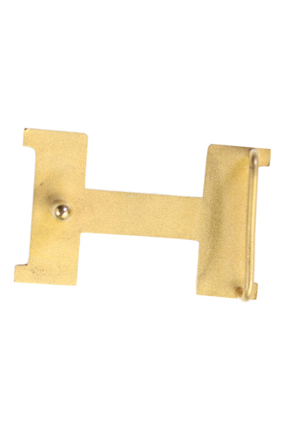 Hermes Womens Leather Gold Tone Logo Buckle Belt Brown Size Small