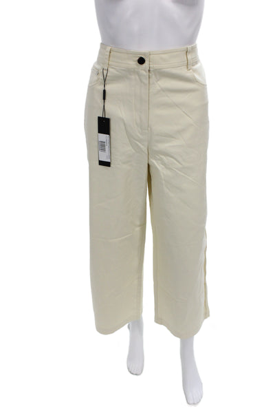 Toccin Women Cropped Ivory Cotton Button Pants Size 6