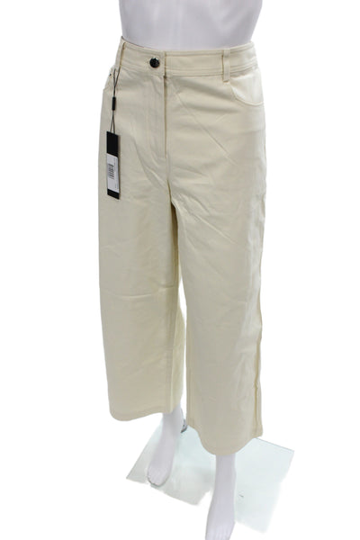 Toccin Women Cropped Ivory Cotton Button Pants Size 6