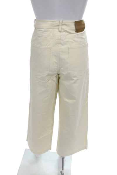Toccin Women Cropped Ivory Cotton Button Pants Size 6