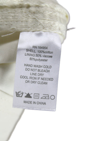 Toccin Women Cropped Ivory Cotton Button Pants Size 6