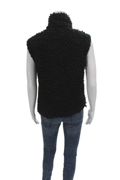 IRO Womens Sleeveless Snap Black Acrylic Vest Size 36