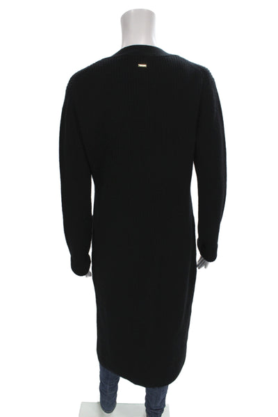 Toccin Women Black V-Neck Wool Cardigan Long Sleeve Classic Size M