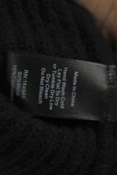 Toccin Women Black V-Neck Wool Cardigan Long Sleeve Classic Size M